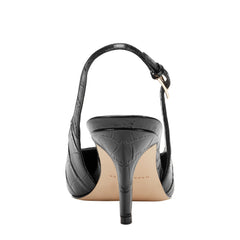 Dorie Leather Slingback Pump - Embossed Black Croco Leather / Marc Fisher For Sale