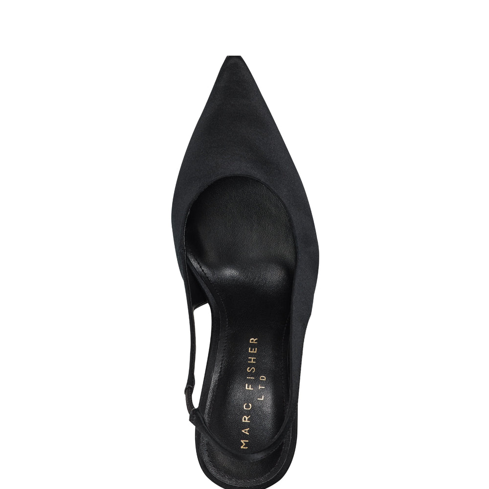 Leynne Slingback Pump - Black Satin / Marc Fisher Outlet