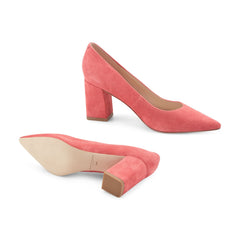 Zala Block Heel Pointy Toe Pump - Medium Pink Suede / Marc Fisher Sale