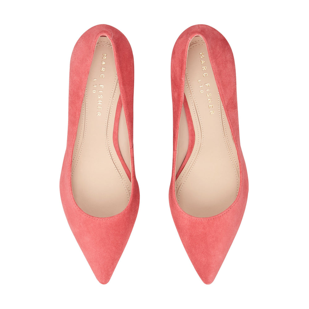 Zala Block Heel Pointy Toe Pump - Medium Pink Suede / Marc Fisher Sale