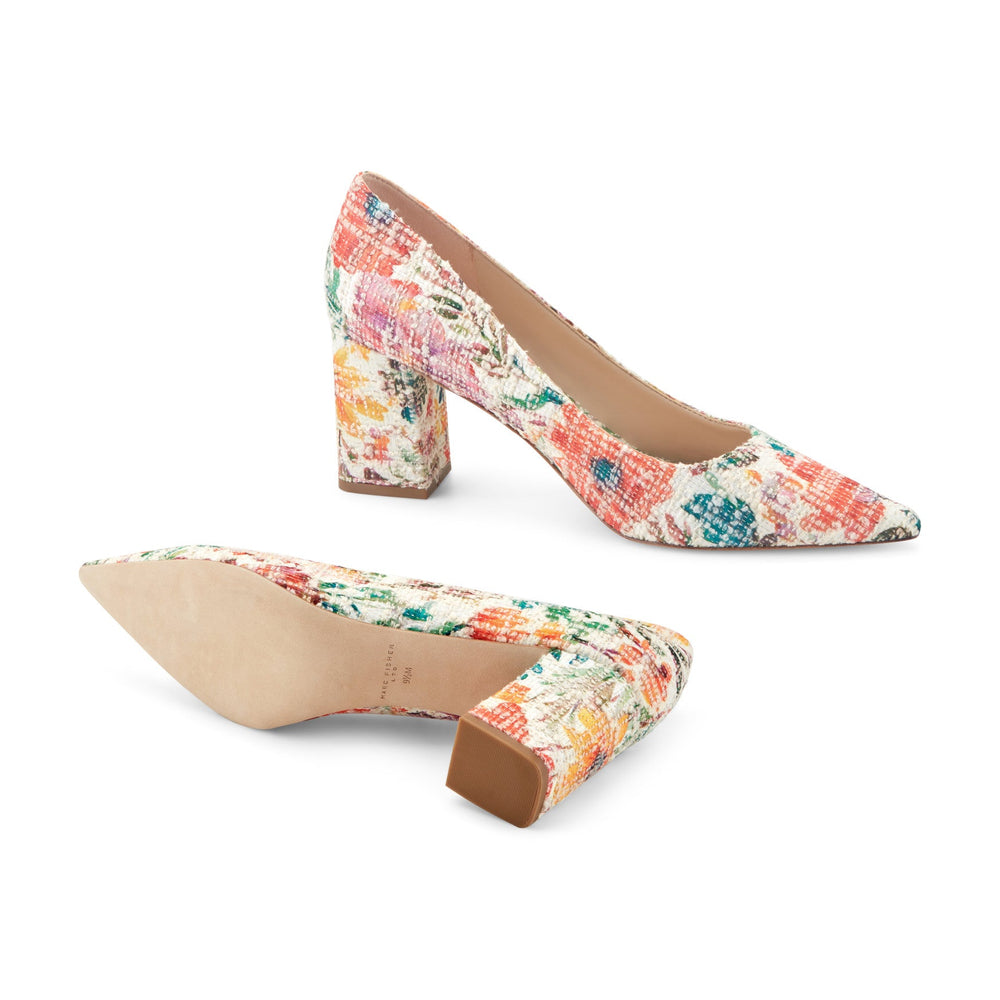 Zala Block Heel Pointy Toe Pump - Floral / Marc Fisher Outlet