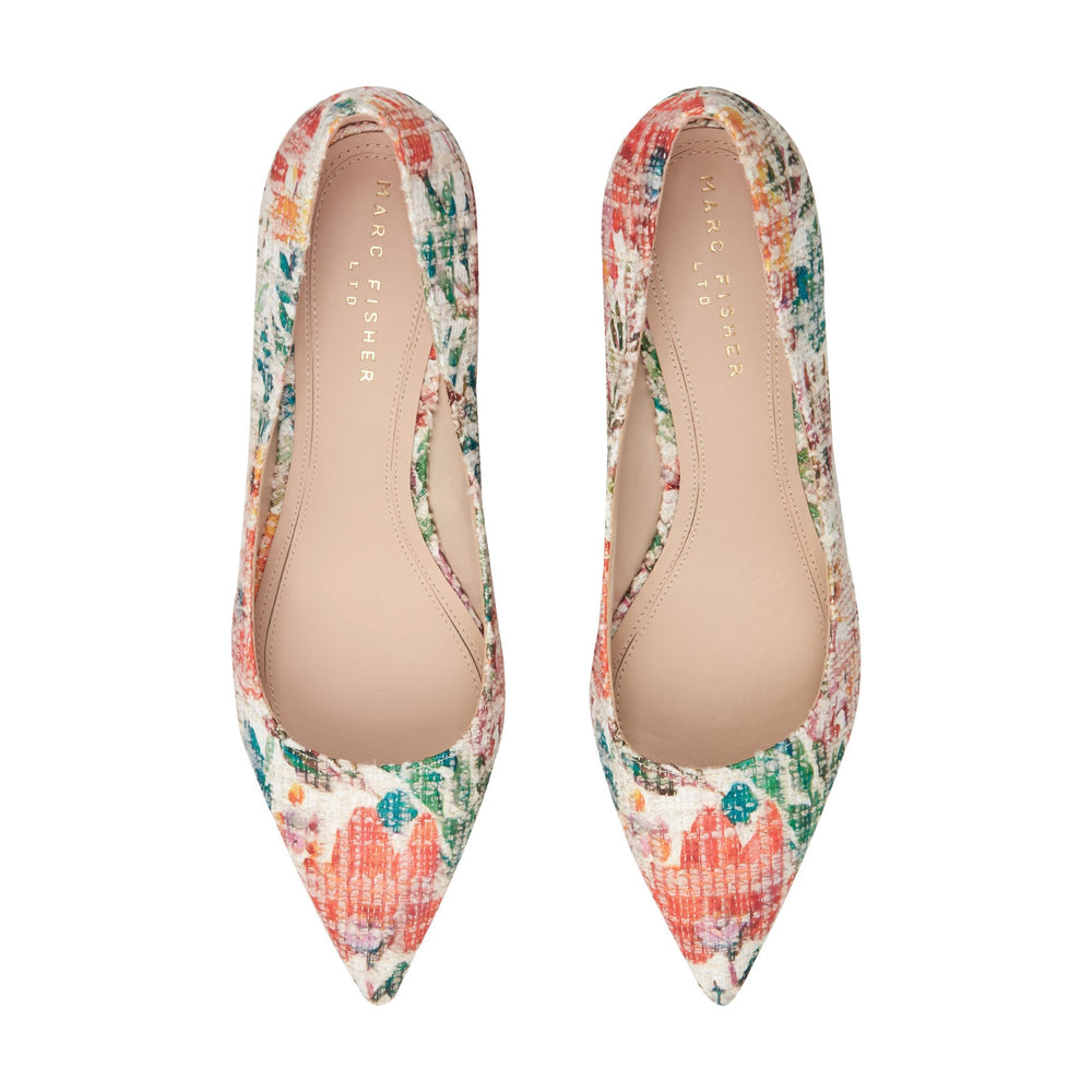 Zala Block Heel Pointy Toe Pump - Floral / Marc Fisher Outlet