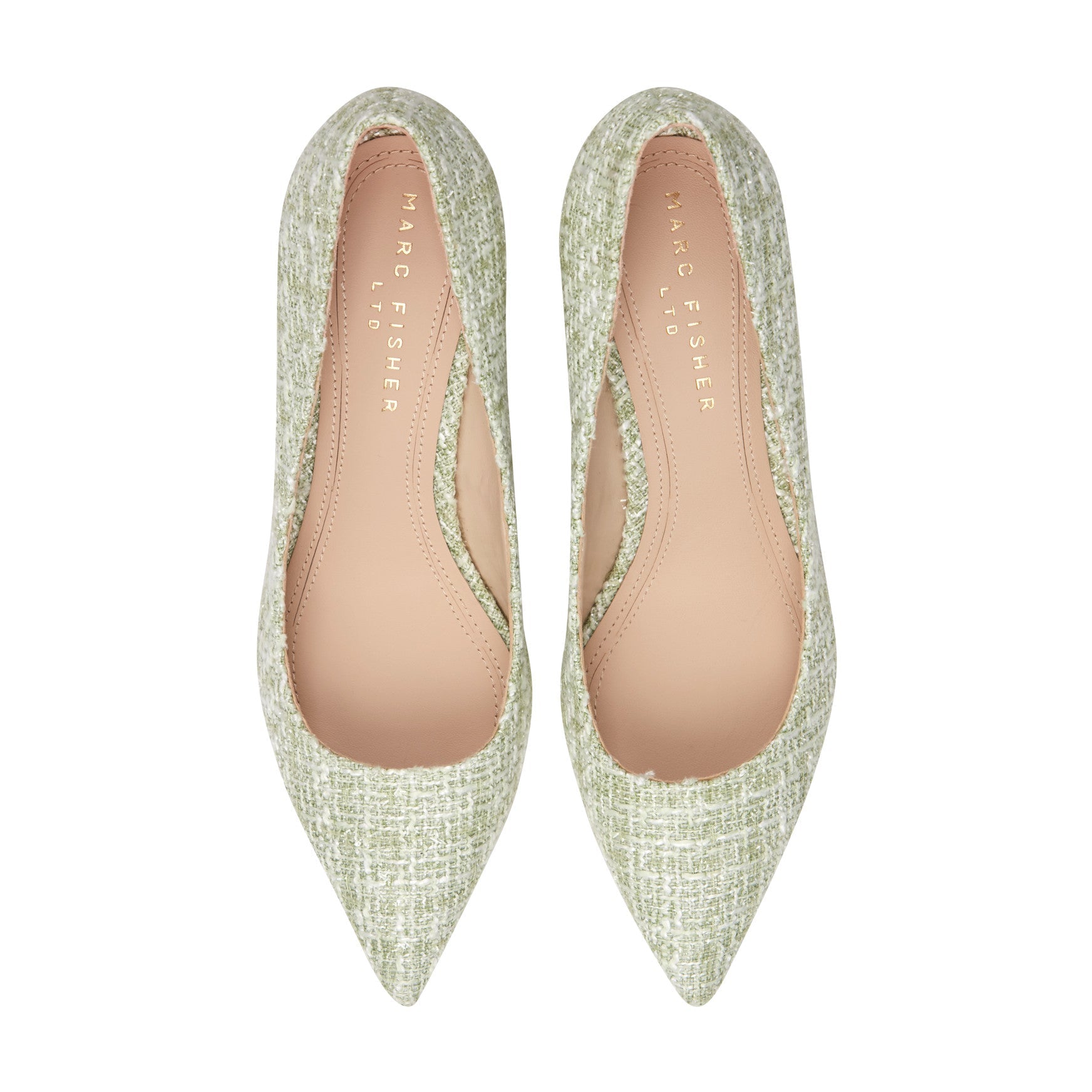 Zala Block Heel Pointy Toe Pump - Green Boucle / Marc Fisher On Sale