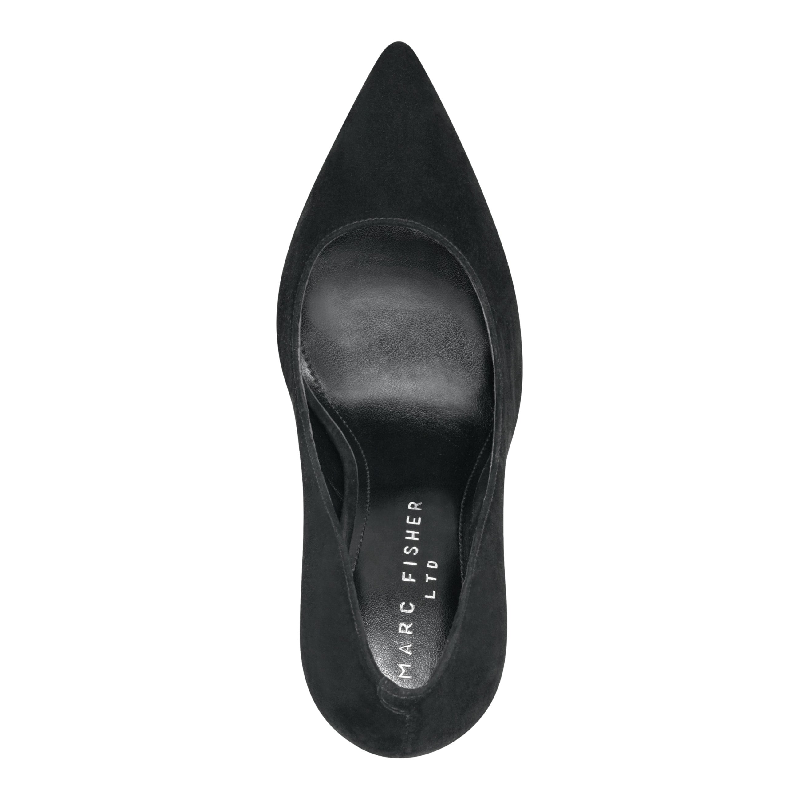 Abilene Leather Block Heel Pointy Toe Pump - Black Suede / Marc Fisher Sale