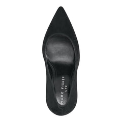 Abilene Leather Block Heel Pointy Toe Pump - Black Suede / Marc Fisher Sale